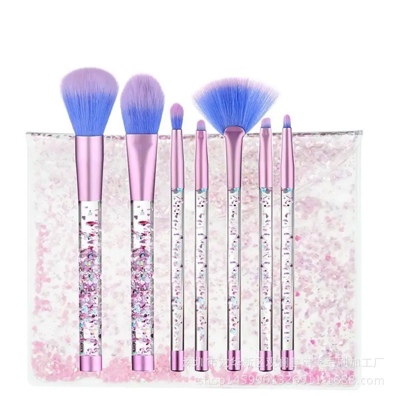 

7pcs Diamond Makeup Brushes sets with Bag Crystal Makeup Brush kits Eyeshadow Contour Powder Brush Quicksand Glitter