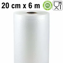 Тисненый рулон вакуумного хранения 20 см x 6 метров(2 шт.) он работает с большинством внешних вакуумных герметиков машин