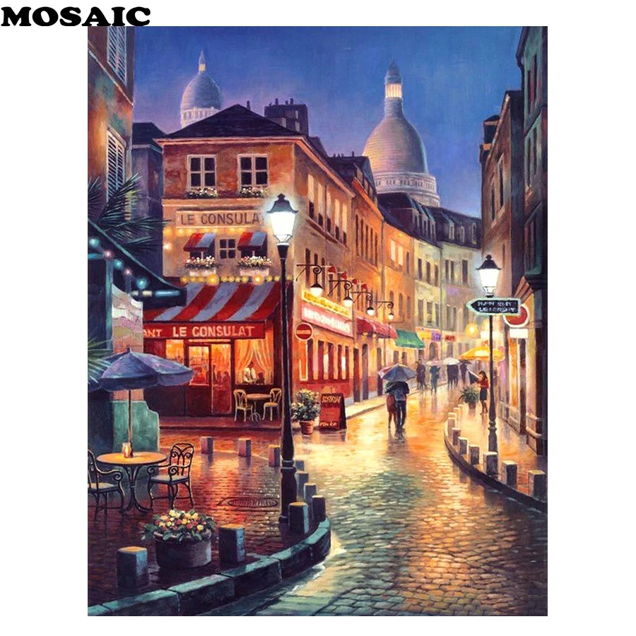 

Full Diamond Embroidery 3D diy Diamond Painting Cross Stitch City Street Night Landscape 5d Diamond Mosaic Rhinestone mazayka