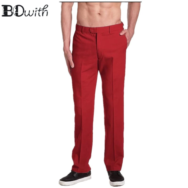 red slim fit dress pants