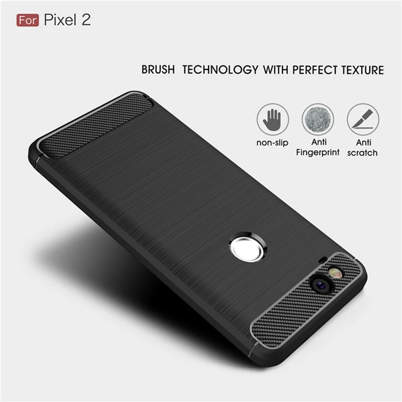

For Google Pixel 2 / 2XL case Luxury Slim Armor Soft Silicone Phone Back Cover for Google Pixel 2 XL Brushed Carbon Fiber Coque