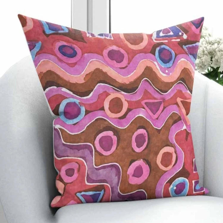 Else Pink Brown Blue Lines Circle Triangles Geometrics 3D Print Throw Pillow Case Cushion Cover Square Hidden Zipper 45x45cm | Дом и сад