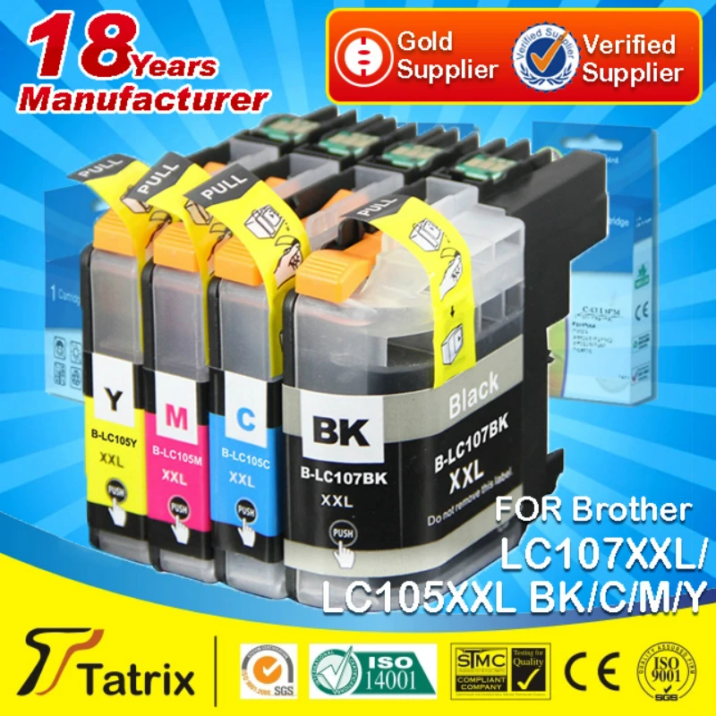 Tatrix 4PK Compatible Ink Cartridge LC105 LC105XXL LC107XXL For Brother MFC-J4710DW/J4610DW/J4510DW /J4410DW/J4310DW/J6520DW | Компьютеры