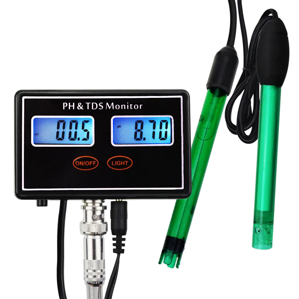 

Digital Combo pH & TDS Monitor Meter Tester ATC for Aquaculture, Hydroponics, Pond, 0.00~14.00pH & 0.0~199.9ppt