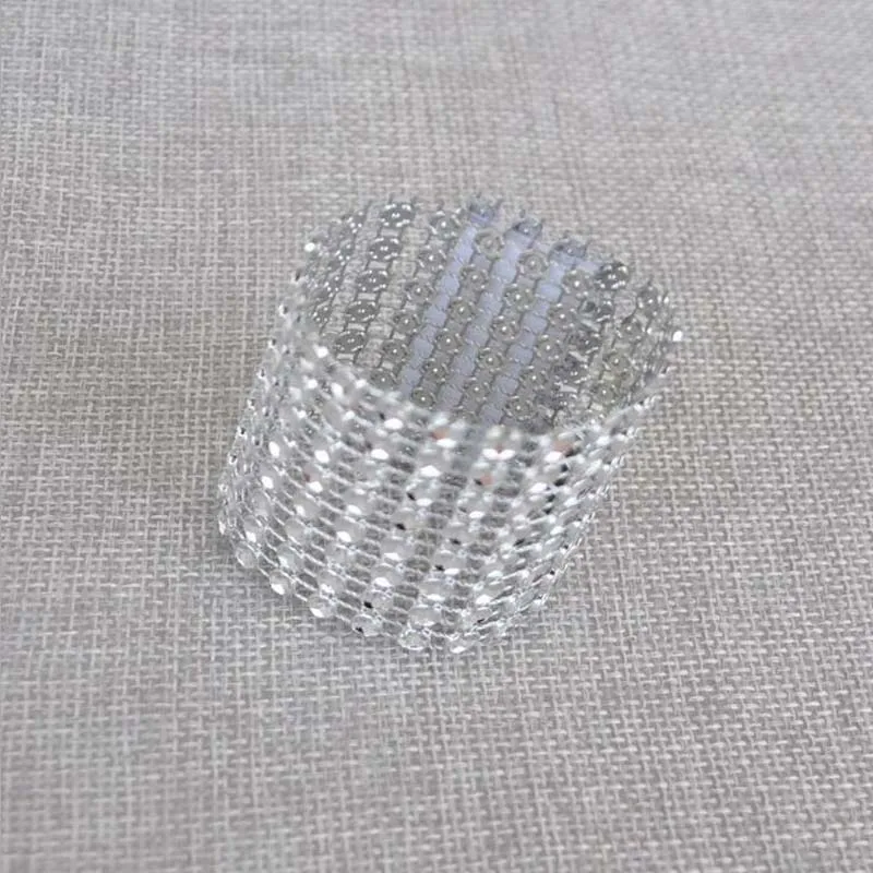 

Laial Napkin Rings 100 Pcs Eco-Friendly PE Rhinestone Mesh Silver Napink Ring Holder For Wedding Hotal Home Table Decoration