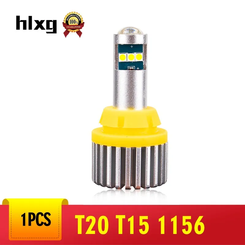 

hlxg New Arrival 1 PCS 3 Sides Auto Reverse Lamp T20 1156 BA15S T15 LED Car Tail Bulb Brake Lights 12V 6000K Signal Light