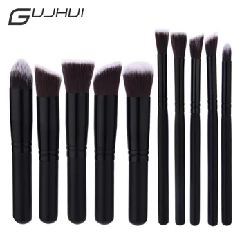 

GUJHUI Brand New 10PCS Black Foundation Powder Eyeshadow Face Cheek Makeup Brush Set oc12