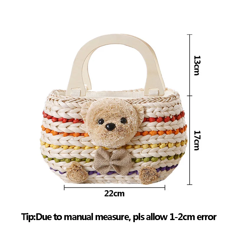 Women Beach Handbag Summer INS Popular Female Straw Bags Casual Lady Mini Fashion Bear Handle Bag Travel Knitted Bolsa SS3174 (19)