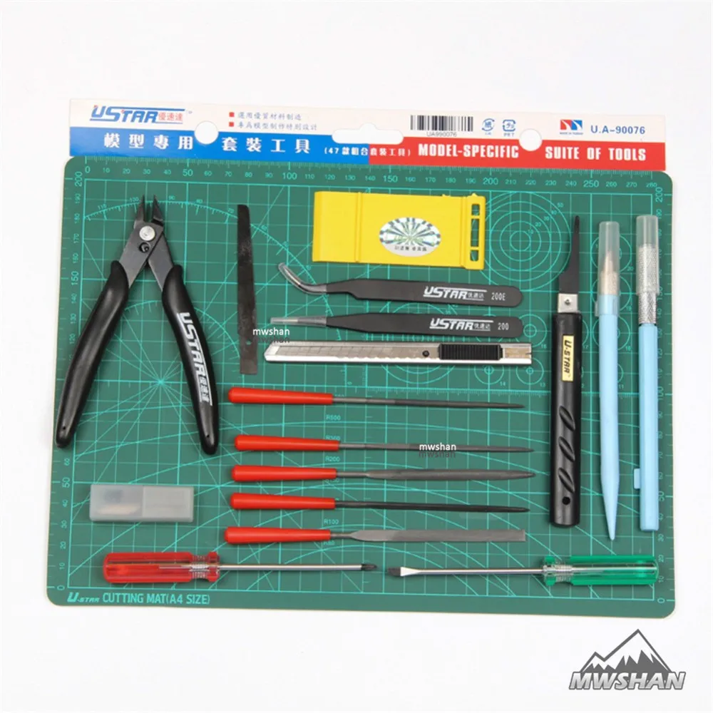 Набор пинцетов (6 шт). Инструменты для моделирования. Инструменты для моделирования пластиковых моделей. Инструменты для моделизма. Набор инструментов (кусачки, надфиль, нож, пинцет угловой) revell.