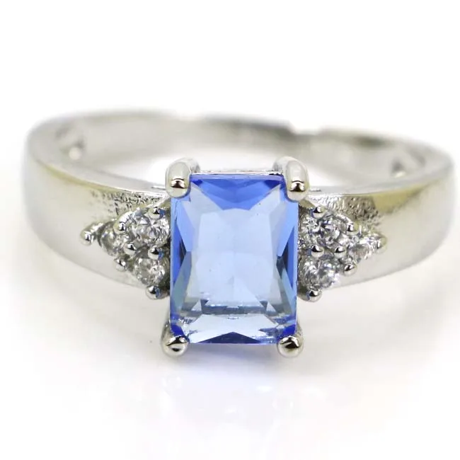 

Stunning Rich Blue Violet Tanzanite Garnet CZ Gift Silver Ring 10x6mm