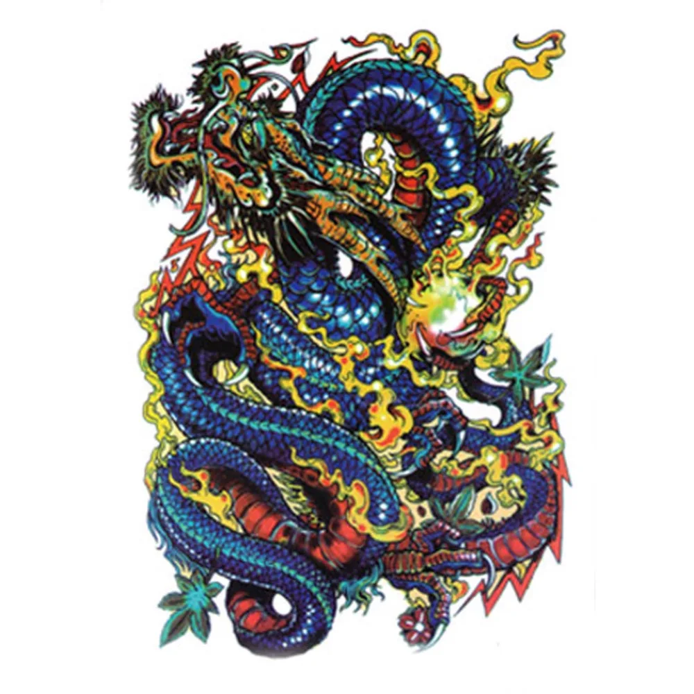 2016 Large Waterproof Flowers Arm Temporary Tattoo Stickers Dragon 