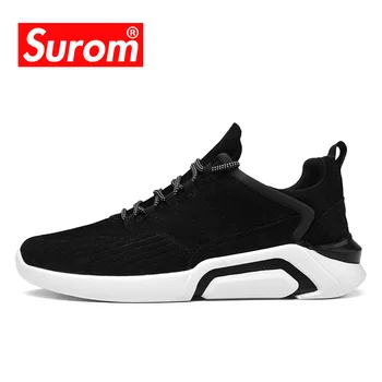 

SUROM Luxury Brand Sneakers Men Outdoor Hard Court Running Shoes Spring Autumn Leather Sports Shoes Breathable Sneakers For Men