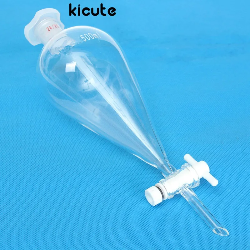 Kicute 500 мл прозрачное стекло разделительная боросиликатная Воронка с PTFE стопкок Груша Форма Воронка 24/29 химия лабораторные принадлежности