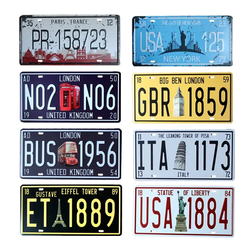Famous Buildings London License Plate Metal Signs Vintage Coffee