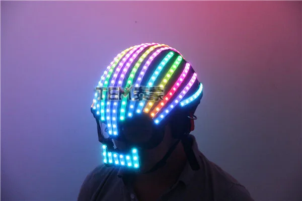 Симфония светодиодный полноцветный шлем с LED подсветкой; светящаяся Костюмы костюмы Беспроводной дистанционного Управление робот-лазер Танцы выступления