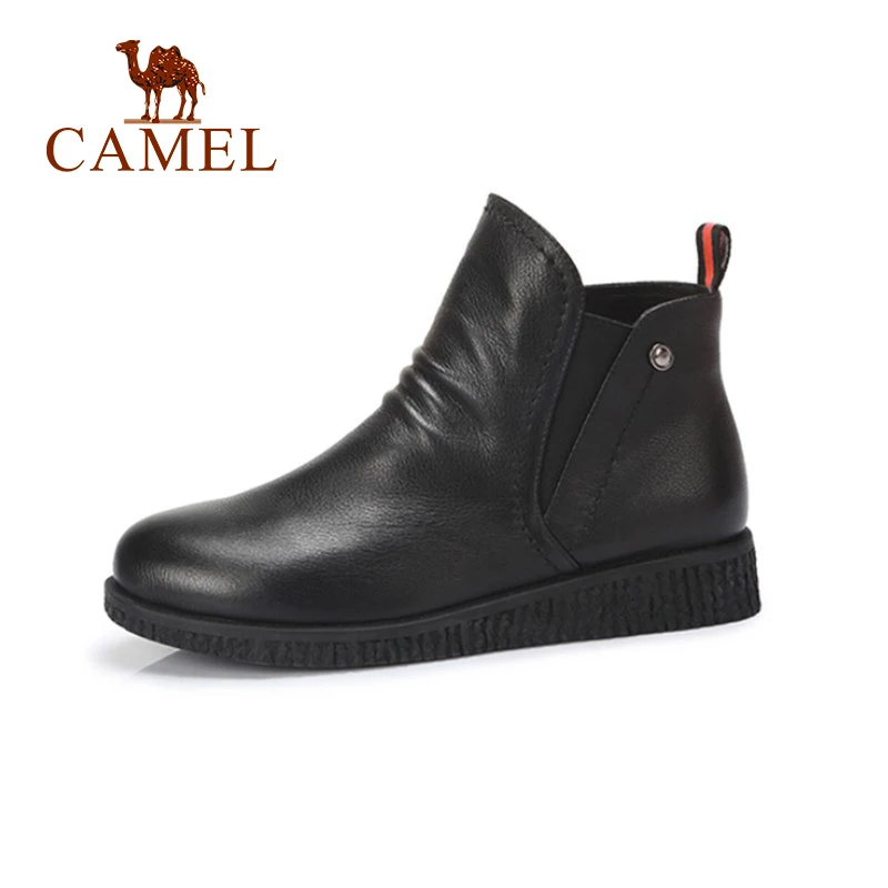 

CAMEL Women Genuine Leather Boots Sample Style Short Boots Shoes Women Flat Heel Solid Leather Ladies Boots For Ladies