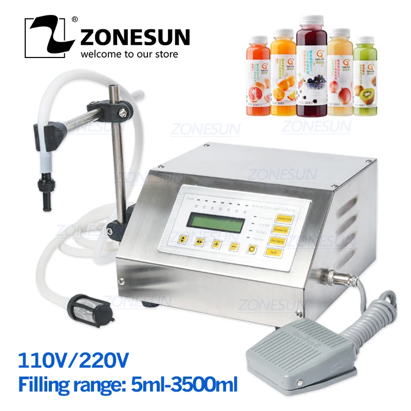 ZONESUN(5-3500 мл) Точность цифровая машина для наполнения жидкостей ЖК-дисплей парфюмерный напиток вода сок машина для фасовки молока