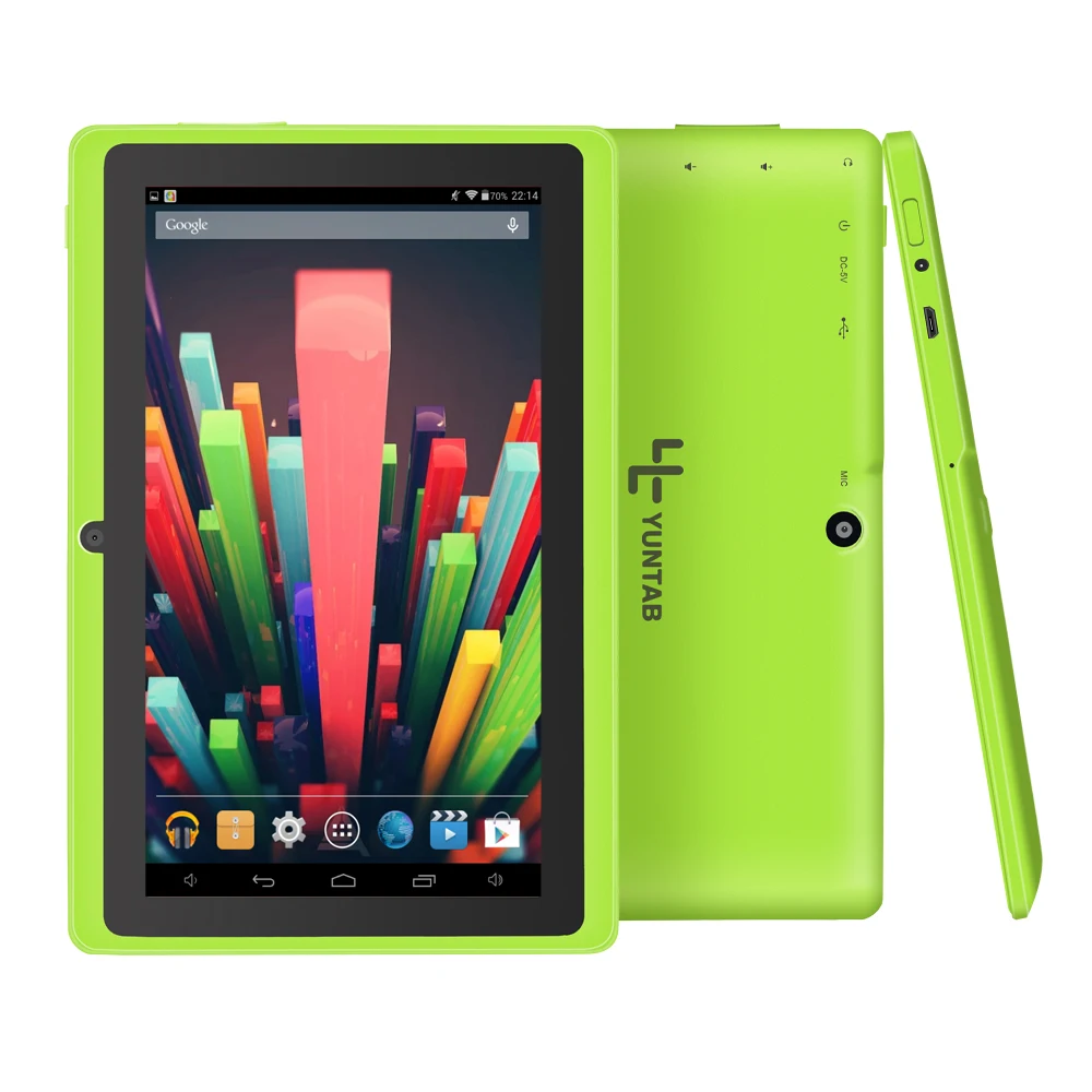 YUNTAB 7 дюймов Android 4 Q88 Allwinner A33 четырехъядерный 512 МБ 8 ГБ 1024*600 Двойная камера 2500 мАч