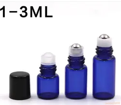 1 мл 2 мл 3 мл синий кобальт Стекло Micro Mini roll на Стекло Бутылочки с металлической роллеров для аромат духов #47