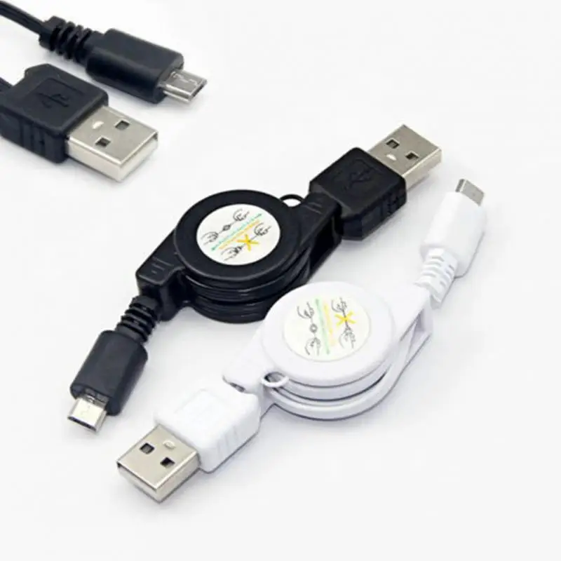 

New Flexible Retractable Micro USB A to USB 2.0 B Male Cable Micro USB Data Sync Charger Cables for Android system cell phones