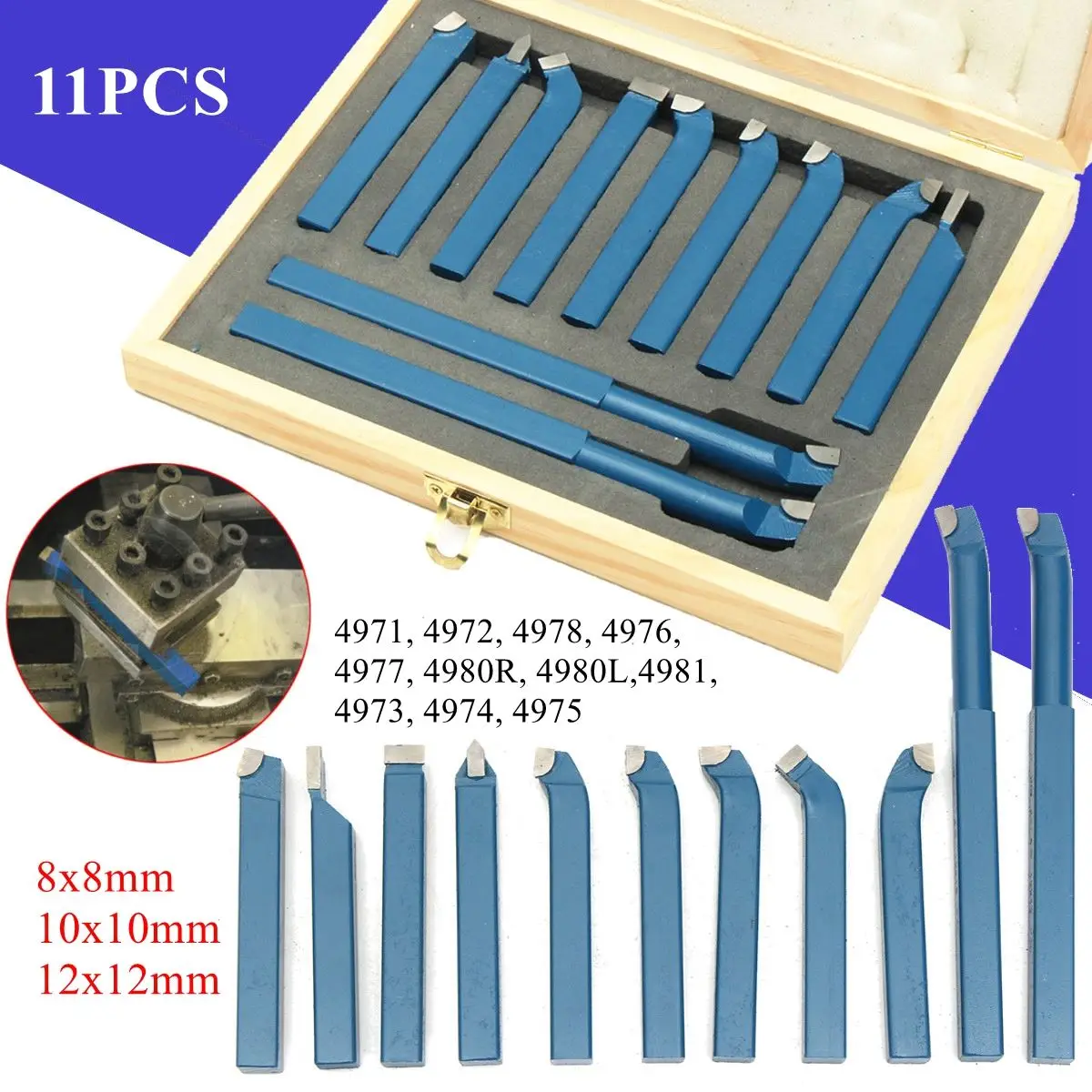 Buy 11Pcs Lathe Cutting Tool Set Carbide Tip External