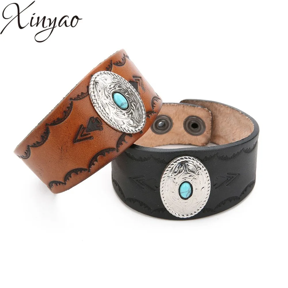 

XINYAO 2019 Punk Rock Wristband Bracelet Gothic Wrist band Adjustable Black Metal fashion Rock Biker Strap Jewelry