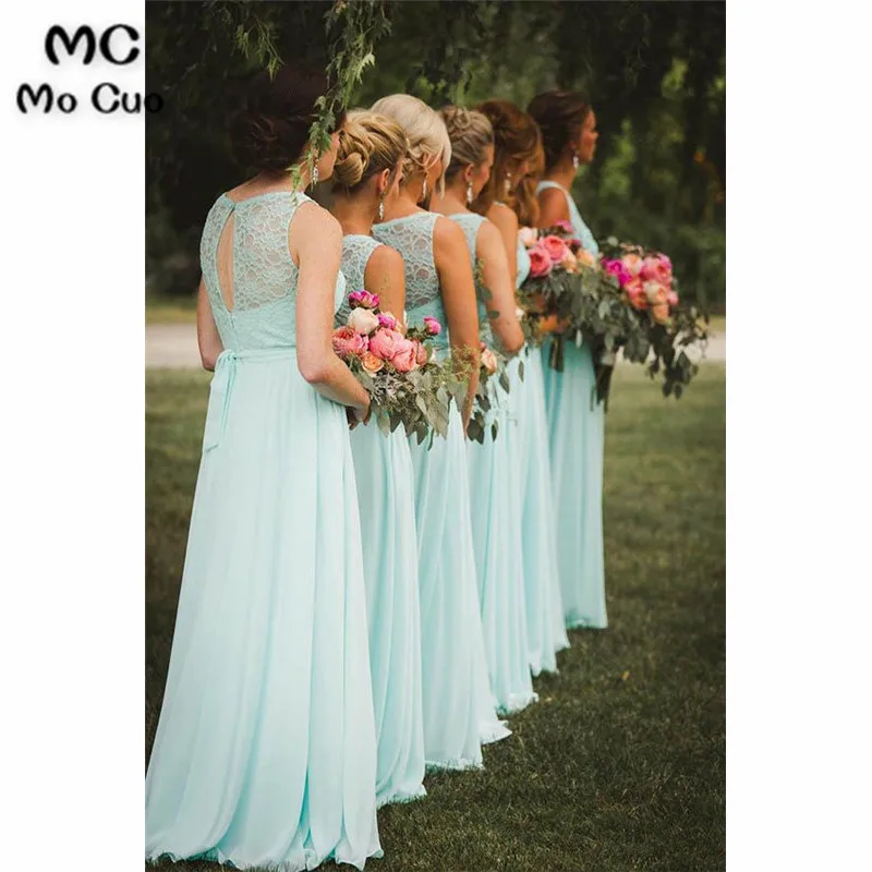 A-LINE-V-NECK-FLOOR-LENGTH-MINT-CHIFFON-BRIDESMAID-DRESS-WITH-LACE