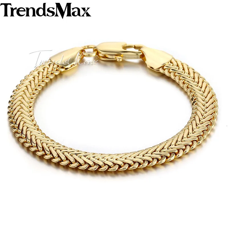 Buy Trendsmax 9mm Snake Herringbone Foxtail Chain Yellow or Rose Gold Filled