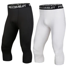 Men Compression Running Tights Pants Sport Wear Jogging 3 4 Pants Sports Leggings Gym font b