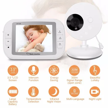 

853 talkie walkie baby alarm 3.5 inch LCD baby monitors IR Night Vision Temperature Sensor 4 Lullabies Intercoms