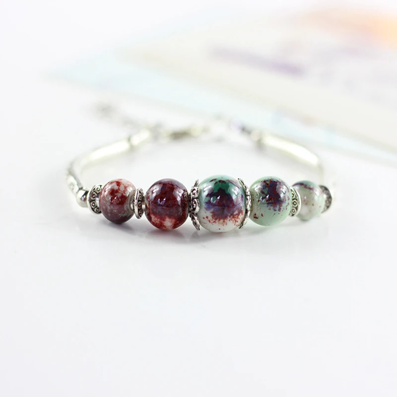 

Miage China Traditional Ethnic Handmade Ceramic Color Glaze Beads Circle Bracelet Women Charm Fshion Artist Jewelry Accessories