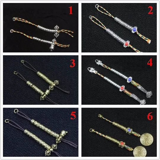 

3 pairs-Tibetan silver mala counter,Multicoloured line small counter,ancient hand counter,108 bead necklace accessories Y0502
