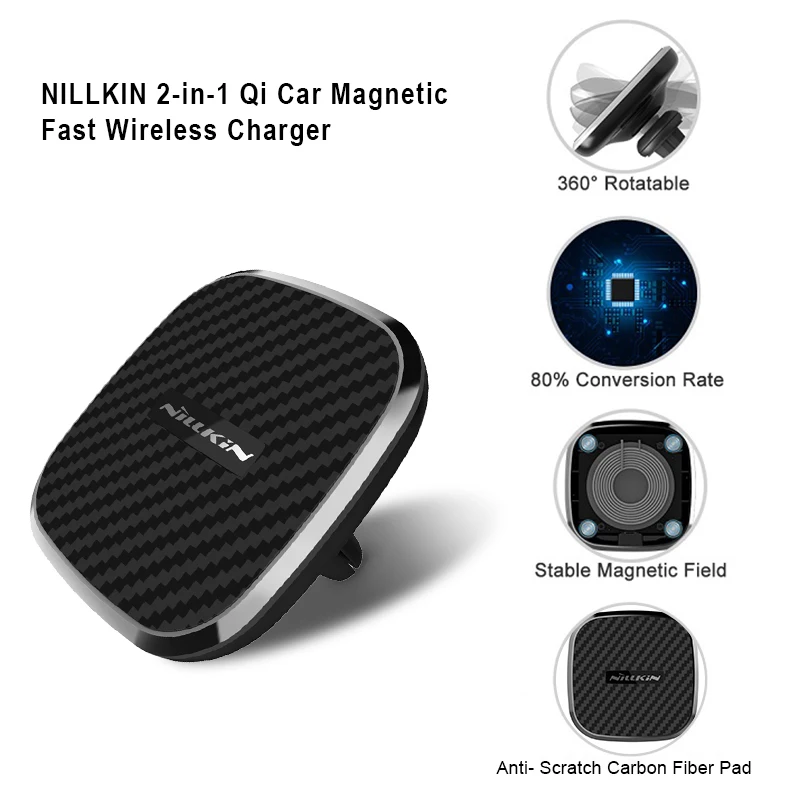 Nillkin 10W Fast Wireless Car Charger With Magnetic Mount Holder Case for iPhone 11 Xs Max Xr X 8 for Samsung S10 S10+ Note 20 dual usb car charger