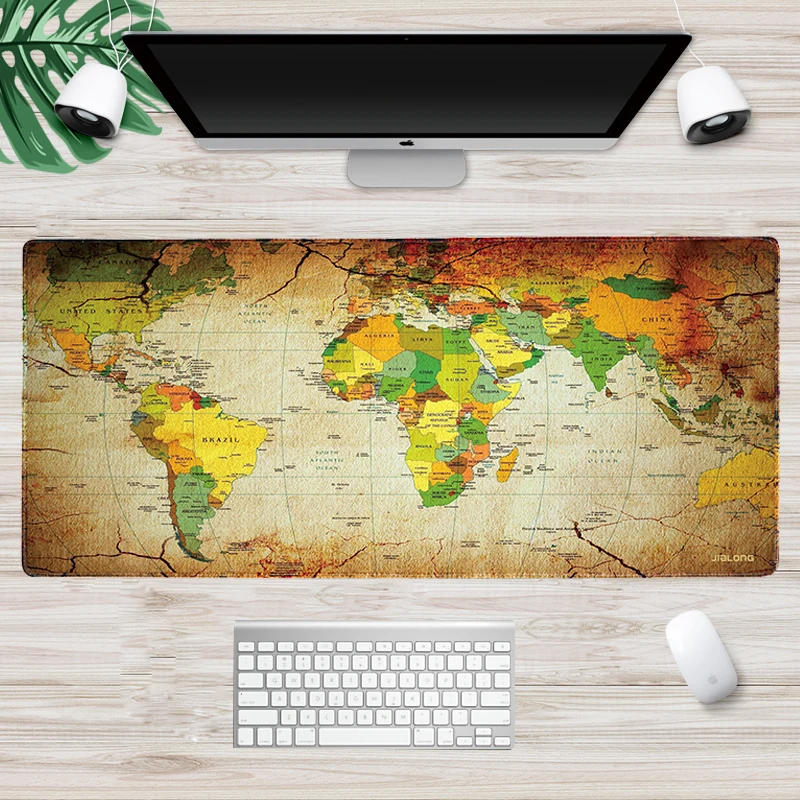 

JIALONG 4pc World Map Mouse Pad Gaming large XL Rubber Computer Mice Pad Locking Edge Mat office Speed Control Version 90x40cm