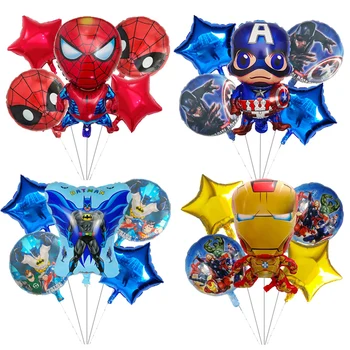 

5pcs superhero Spider man Avengers Batman Captain America Foil Balloons Birthday Party decoration Air balloon Kids Toys balloon