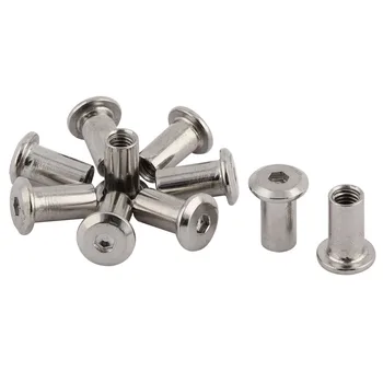 

UXCELL 10pcs 6mm Thread Dia 15mm Long Alloy Steel Flat Head Inner Hexagon Blind Rivet Nuts Fasteners Silver Tone