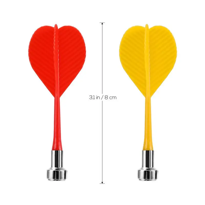 10pcs Replacement Durable Safe Plastic Wing Magnetic Darts Bullseye Target Game Toys (Red & Yellow)
