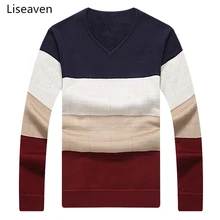 Liseaven мужские лоскутные толстые флисовые свитера с v-образным вырезом кашемировые свитера Одежда Мужские пуловеры