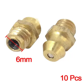 

X Autohaux 10 Pcs 6Mm Dia Male Thread Straight Grease Nipples Fittings Gold Tone