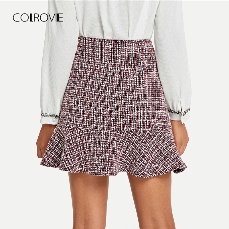 COLROVIE كشكش تنحنح العمل Bodycon أنيقة مصغرة تنورة خمر 2018 الخريف عالية الخصر النساء التنانير الكلاسيكية قصيرة أسفل التنانير COLROVIE كشكش تنحنح العمل Bodycon أنيقة مصغرة تنورة خمر 2018 الخريف عالية الخصر النساء التنانير الكلاسيكية قصيرة أسفل التنانير