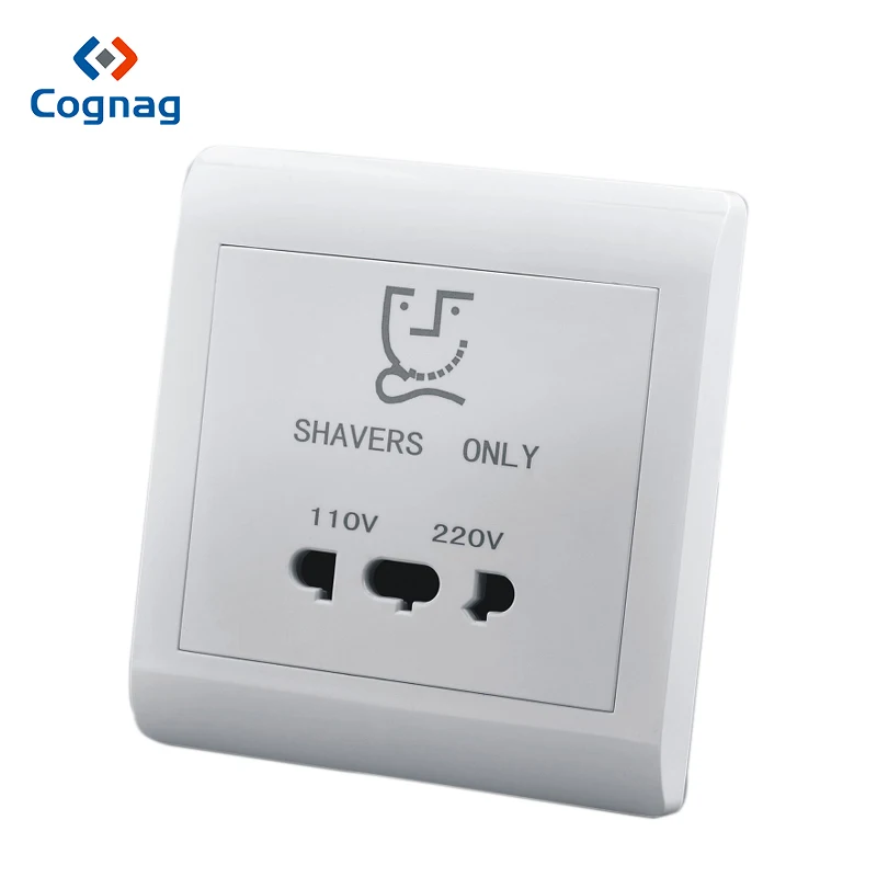 Cognag Hotel 1 Dual Voltage Stopcontact 110V 240V Wit Type 86 Transformator Badkamer Baard Mes Socket|Elektrische aansluitingen| - AliExpress