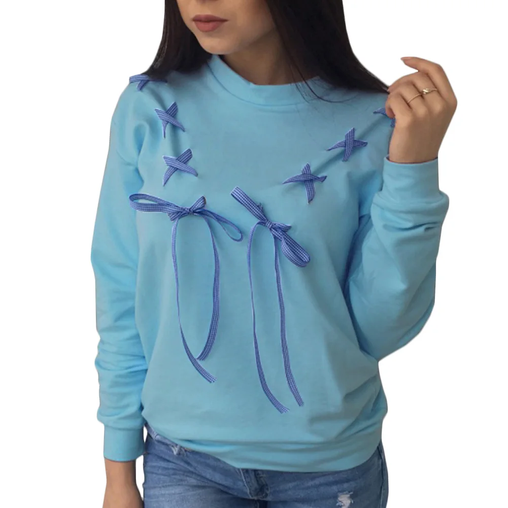 Autumn women butterfly bowknot lace up hoodies casual long sleeve