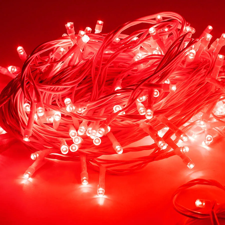 

50M EU Plug Led String Lights Outdoor Waterproof led wire Fairy Light Red Green Christmas Home Garden Holiday decoration Lights