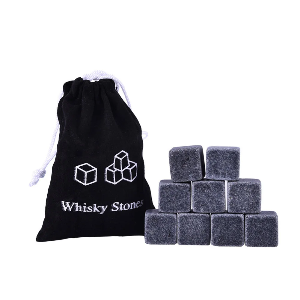 9PCS 20mm Ice Stones Cooling Stones Whiskey Stones Drinks Cooler Cubes Beer Rocks Granite With