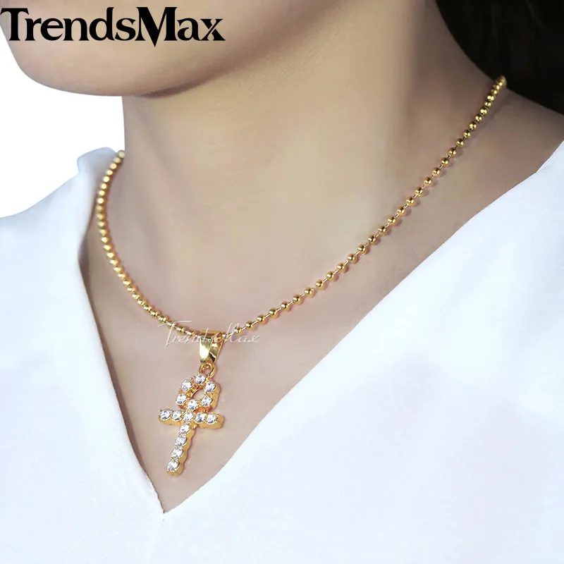 Прямая поставка 2018 Iced Out Ankh Key Cross подвеска ожерелье для женщин хип хоп ювелирные