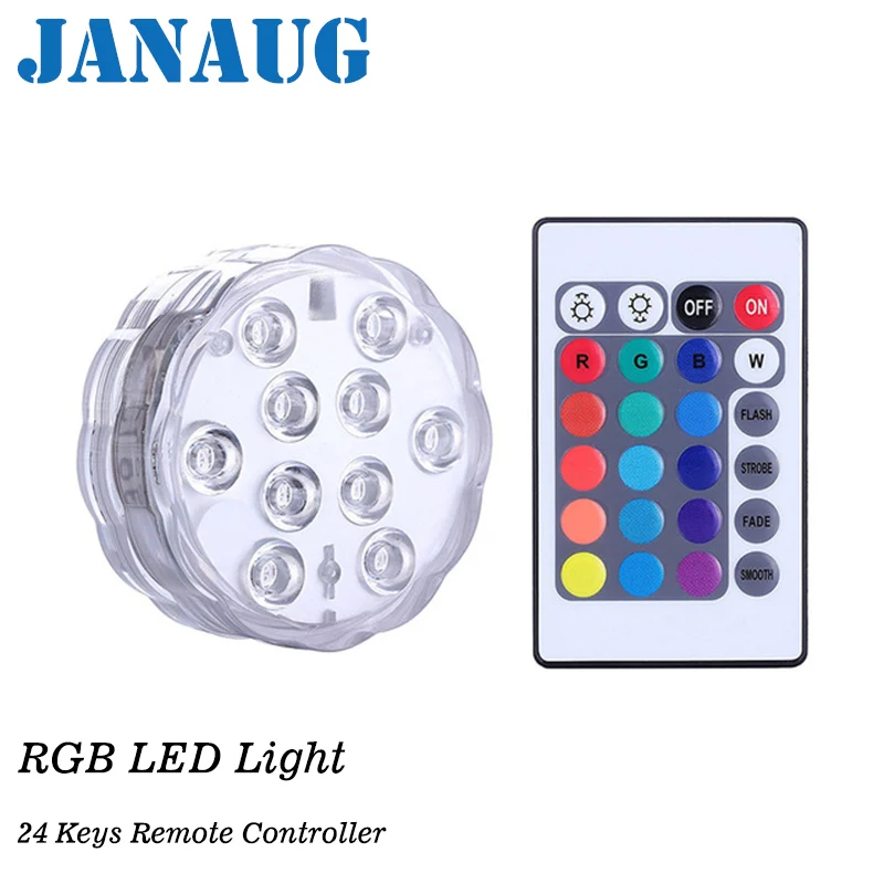 

1pcs Underwater Wireless Remote Control 16Colors Submersible 10LED Light Waterproof Night Light for Home Bedroom Decoration