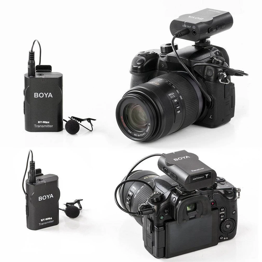 Boya BY-WM4/WM4 Mark II беспроводной Студийный конденсаторный микрофон Система петличный нагрудный микрофон для интервью для камер iPhone Canon Nikon