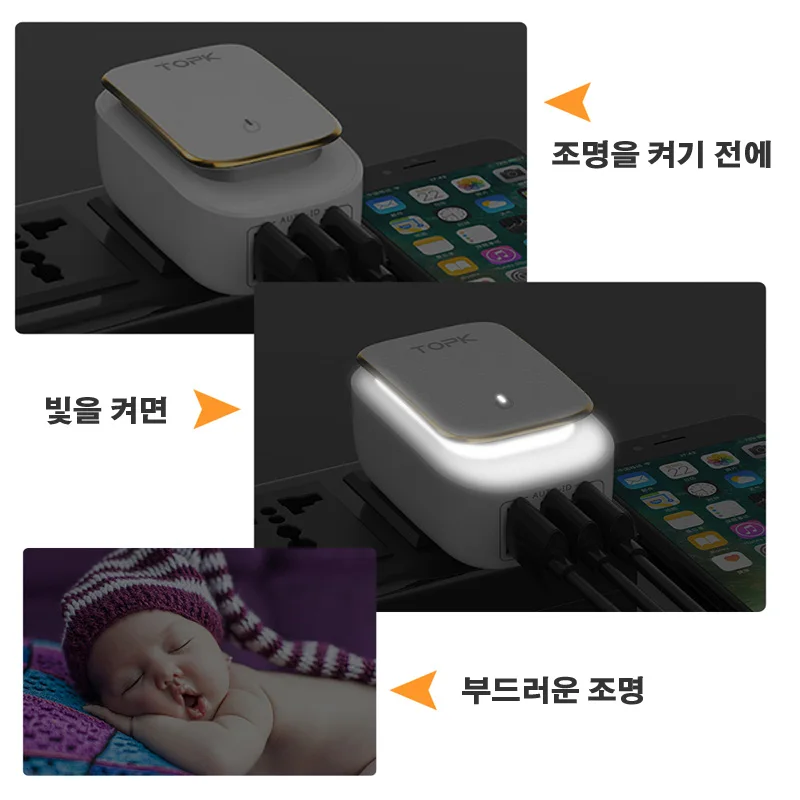 TOPK L Power 4 портовый EU/US/UK/AU штекер 22 Вт USB зарядное устройство Светодиодная лампа