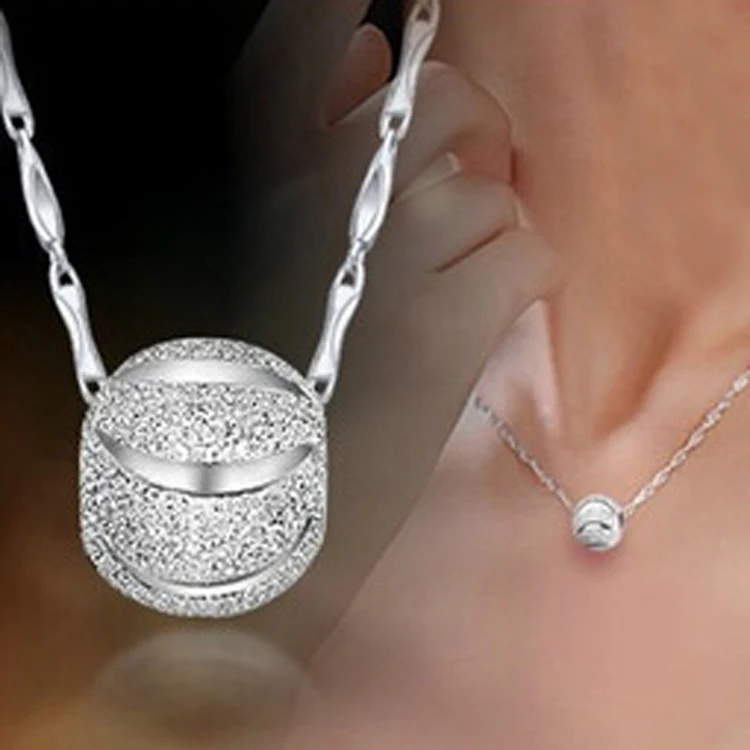 

Fashion Silver Color Necklace Female Transfer Bead Pendant Silver Plated Necklace Accessories Without Chain