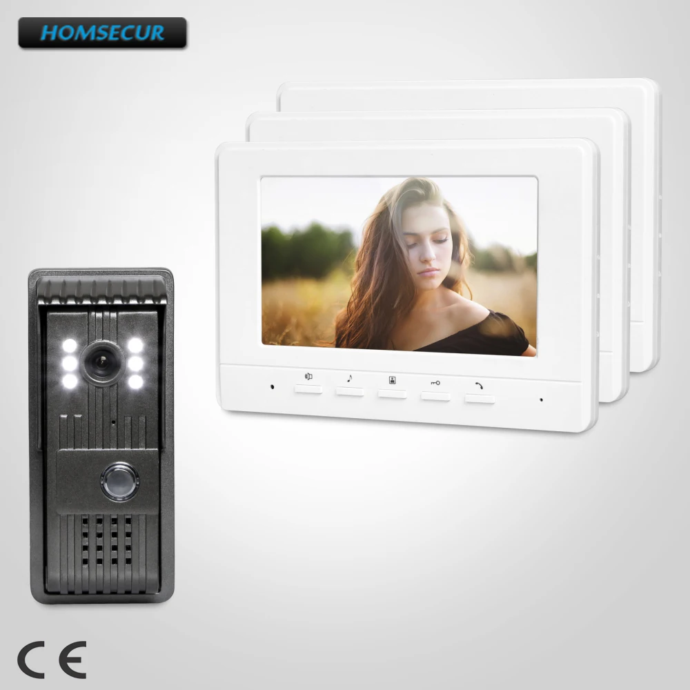 

HOMSECUR 7inch Video Door Intercom System with Mute Mode for Home Security for Apartment XM707-W+XC003